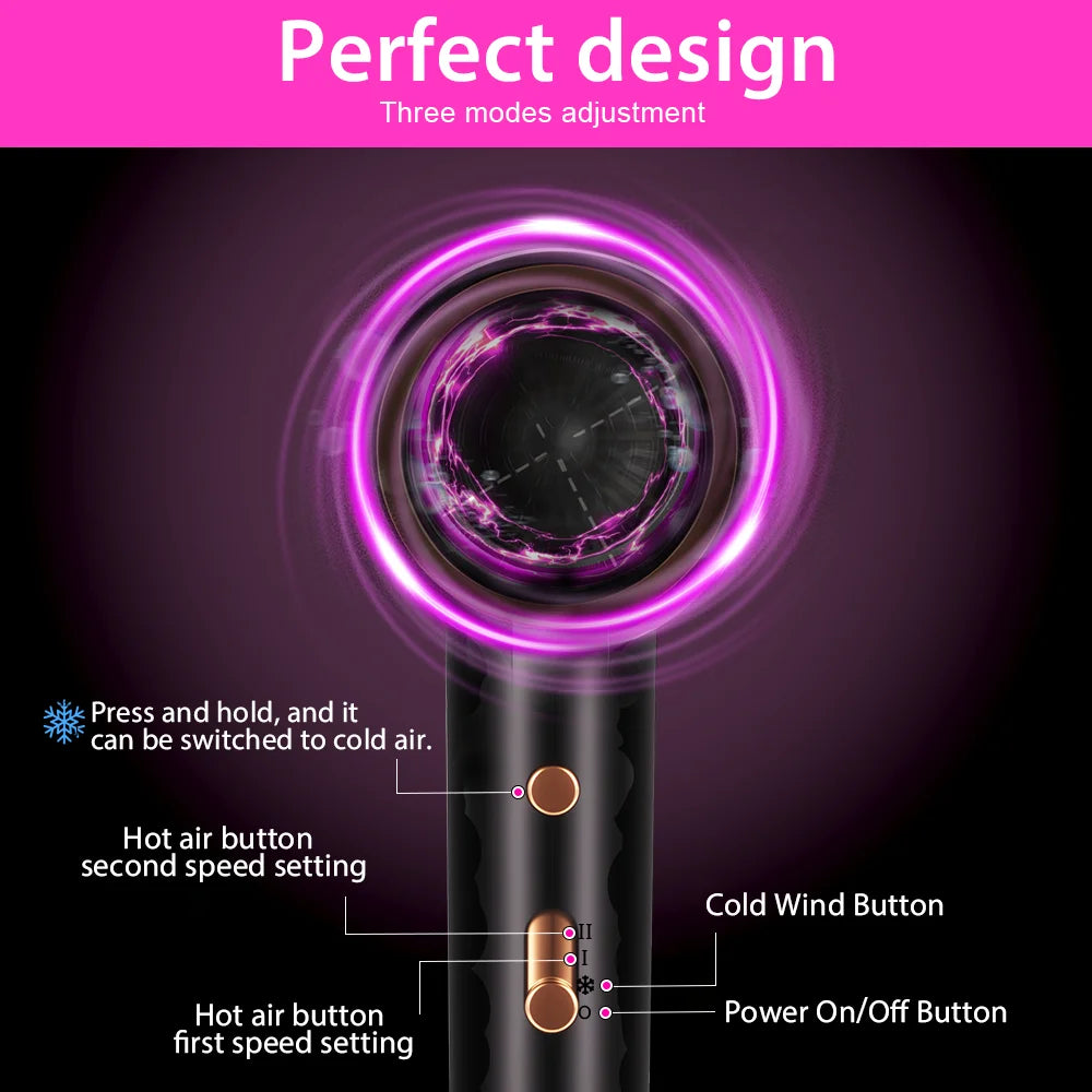 10 Piece Black Hair Dryer Set Hair Care Tools, Home Hair Salon Hair Dryer Multi-Speed Adjustable Blow Drying Hair Styling