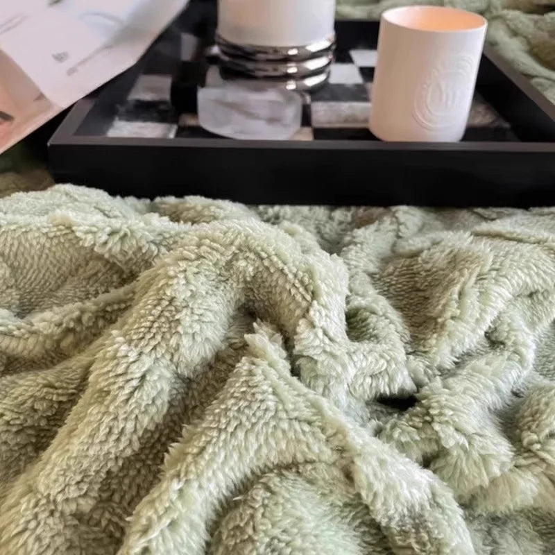 RAKKSAB Version Silk Fleece Lamb Fleece Bedroom Living Room Study Thickened Silk Fleece LambFleece Doublesided Blanket Available
