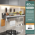 Kitchen storage rack, multi-functional, wall-mounted chopstick and knife rack without drilling, seasoning storage rack