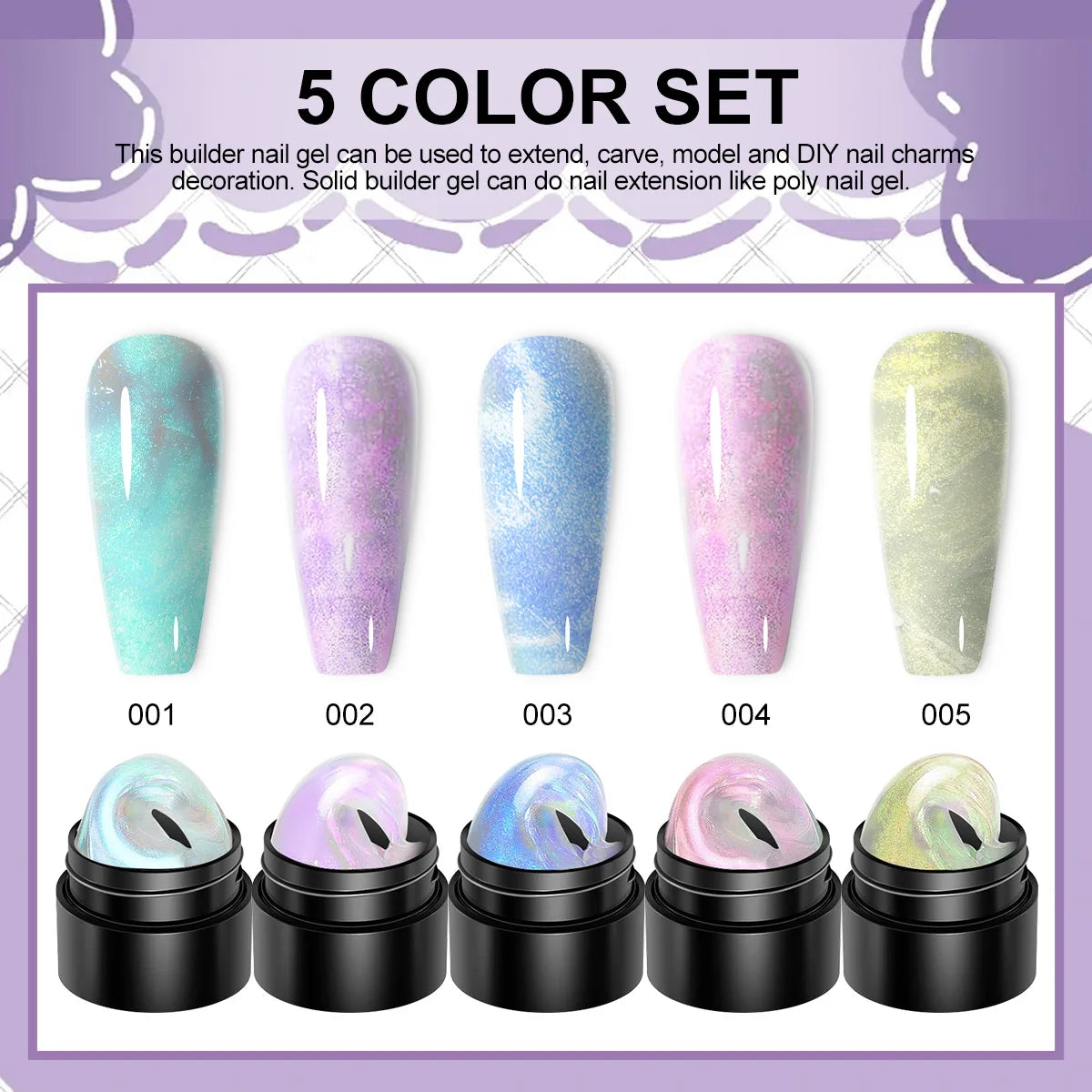 Quick Building Extesion UV Gel Set Non Stick Hand Carve Patterns Gel for Manicure 3D Art DIY Nails Tip Extesion Engraving Tools