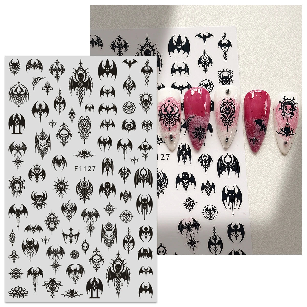 4pcs dark gothic style nail art stickers, easy to apply for nail decoration, DIY, gifts, party makeup styling