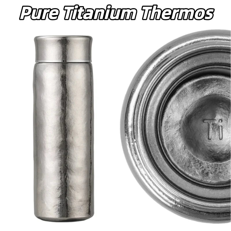Pure Titanium Thermos 200/300ml Double Layer Vacuum Flask Water Bottle with Filter Portable Student Drinkware Holiday Gift