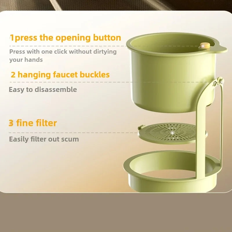 Quick-Drain Wall-Mounted Sink Basket Detachable Openable Cover Kitchen Food Waste Filter Multifunctional Fruit Cleaning Strainer