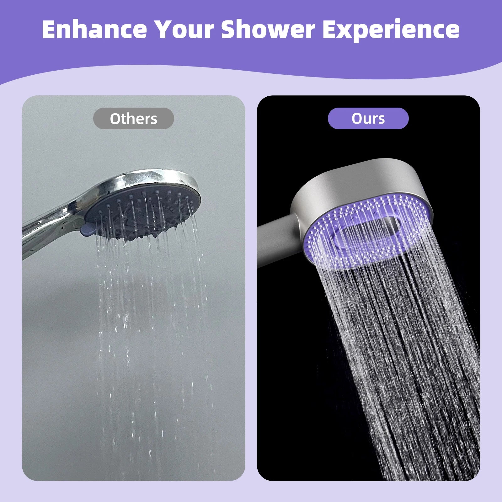 Shower Heads with Handheld 3 Spray Combo, High Pressure Shower Head, Detachable Filtered Shower Head for Hard Water