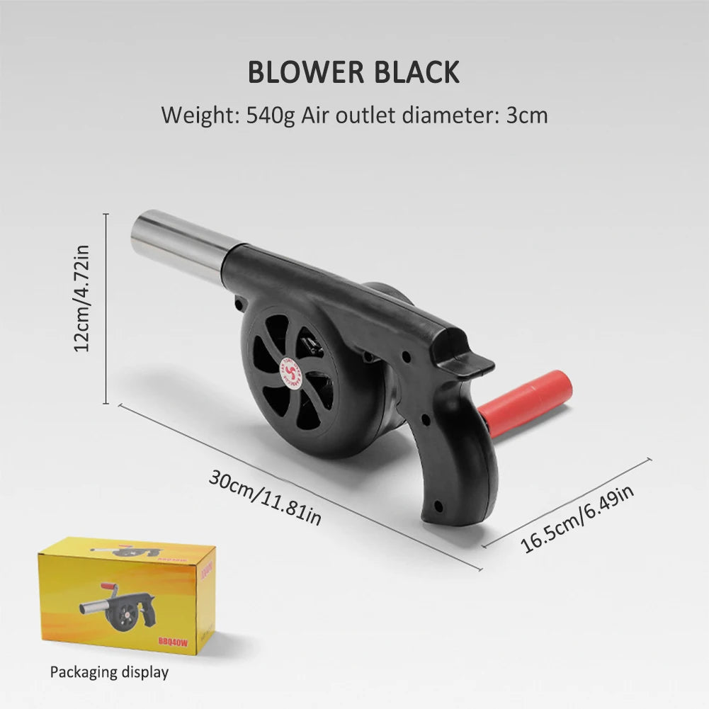 Outdoor Cooking BBQ Fan Lightweight Hand Crank Fan Air Blower Grill Picnic Camping Stove Accessories Fast Fire Starter