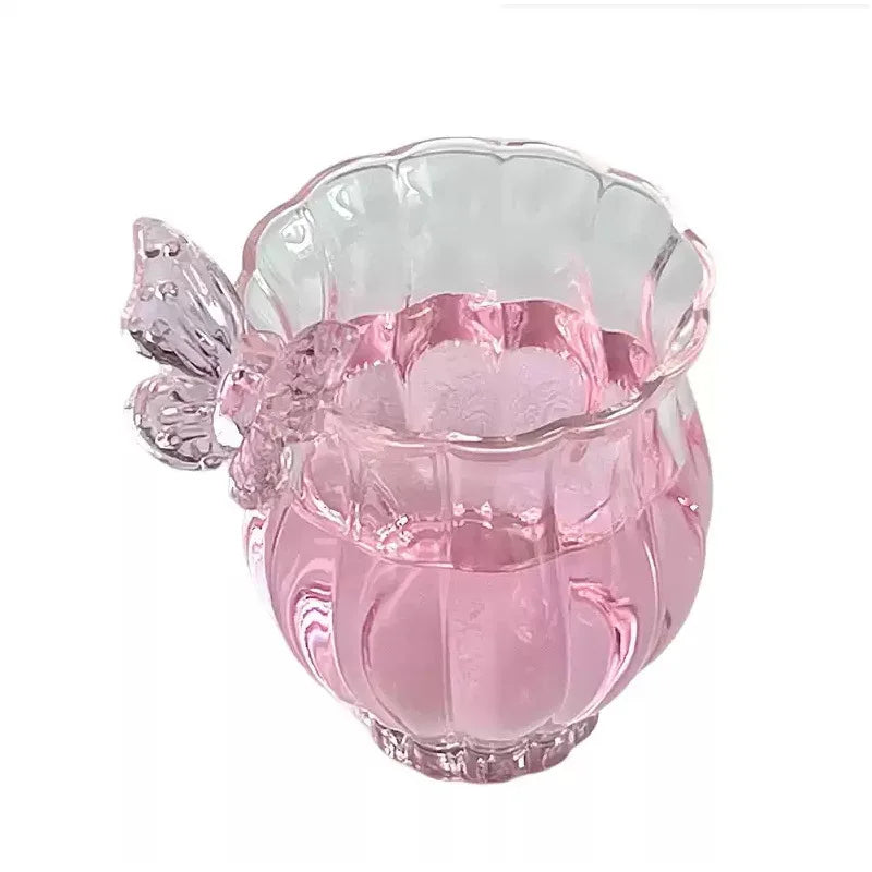 High Borosilicate Glass Butterfly Cup Handmade Narcissus Cup Creative Transparent Tea Cup Heat-Resistant Household Cup Lotus Cup