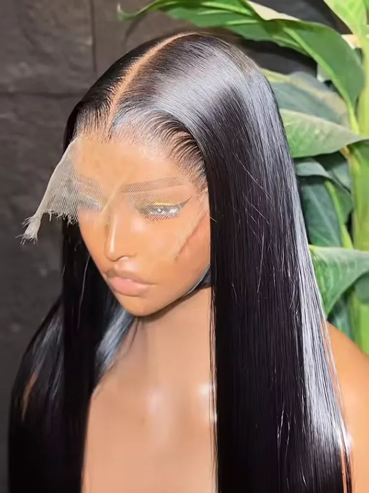 220% 40 42 Inch 13x6 Bone Straight HD Lace Front Human Hair Wigs Brazilian Pre Plucked 250 Density Lace Frontal Wig For Women