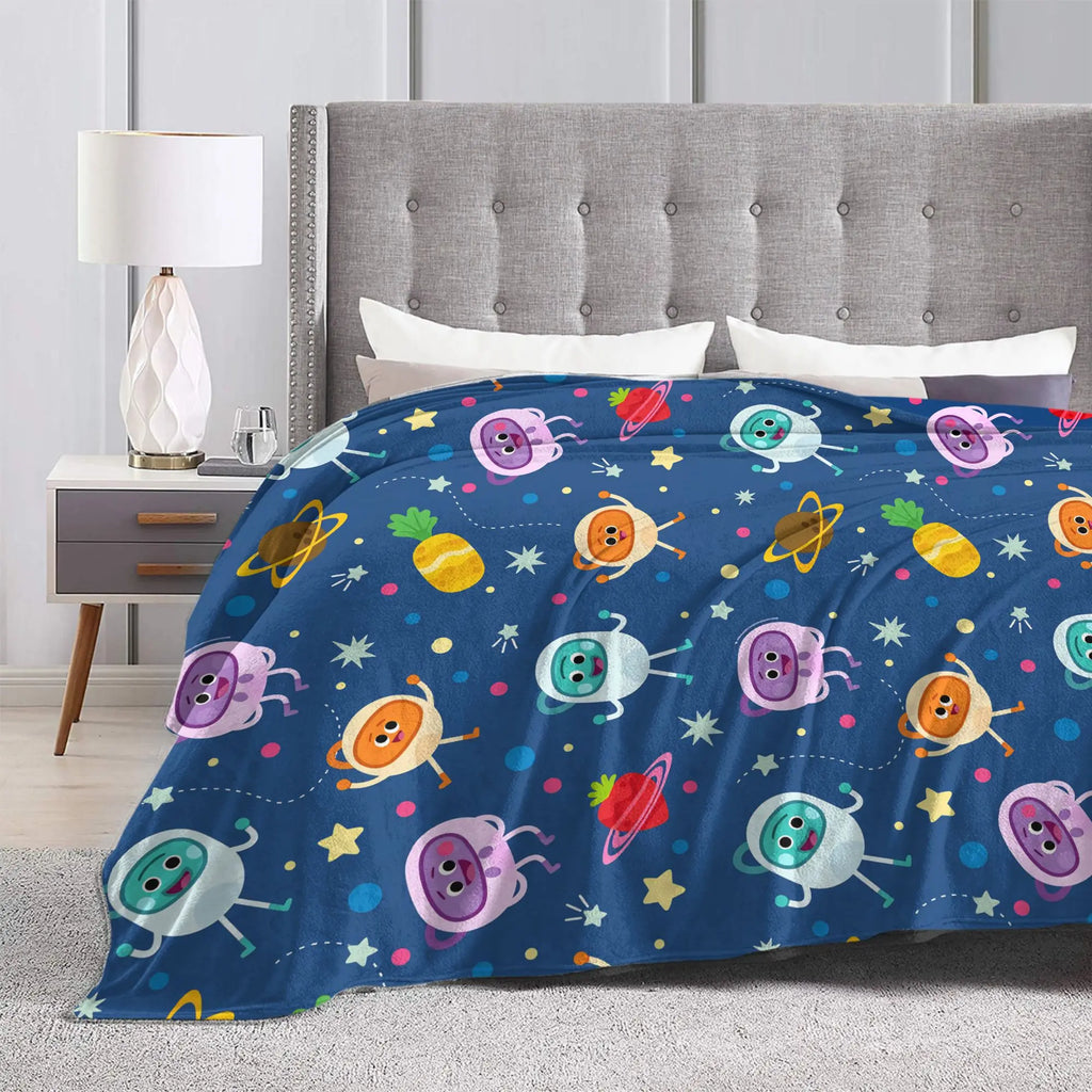 Bumble Nums Space Birthday Blankets Super Simples Airplane Flannel Throw Blanket For Couch Chair Sofa Bed Soft Warm Bedspread