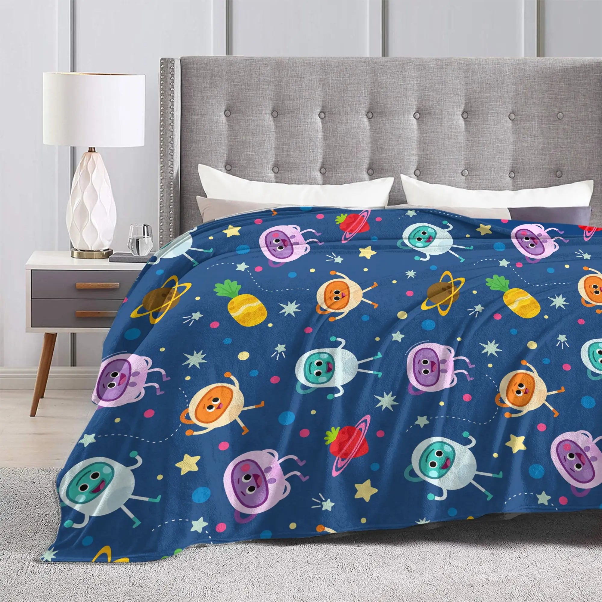 Bumble Nums Space Birthday Blankets Super Simples Airplane Flannel Throw Blanket For Couch Chair Sofa Bed Soft Warm Bedspread