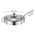 Titanium Frying Pan with Glass Lid Non-stick Even-Heating Skillet Uncoated Stainless Steel Woks Pan Kitchen Cookware 26/28/30cm