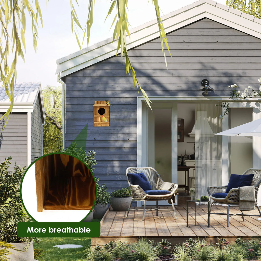 Wood Bird House Circular Opening Owl House Large Size Nest Birds Breeding Box Hanging Pet Accessories Home Balcony Decoration