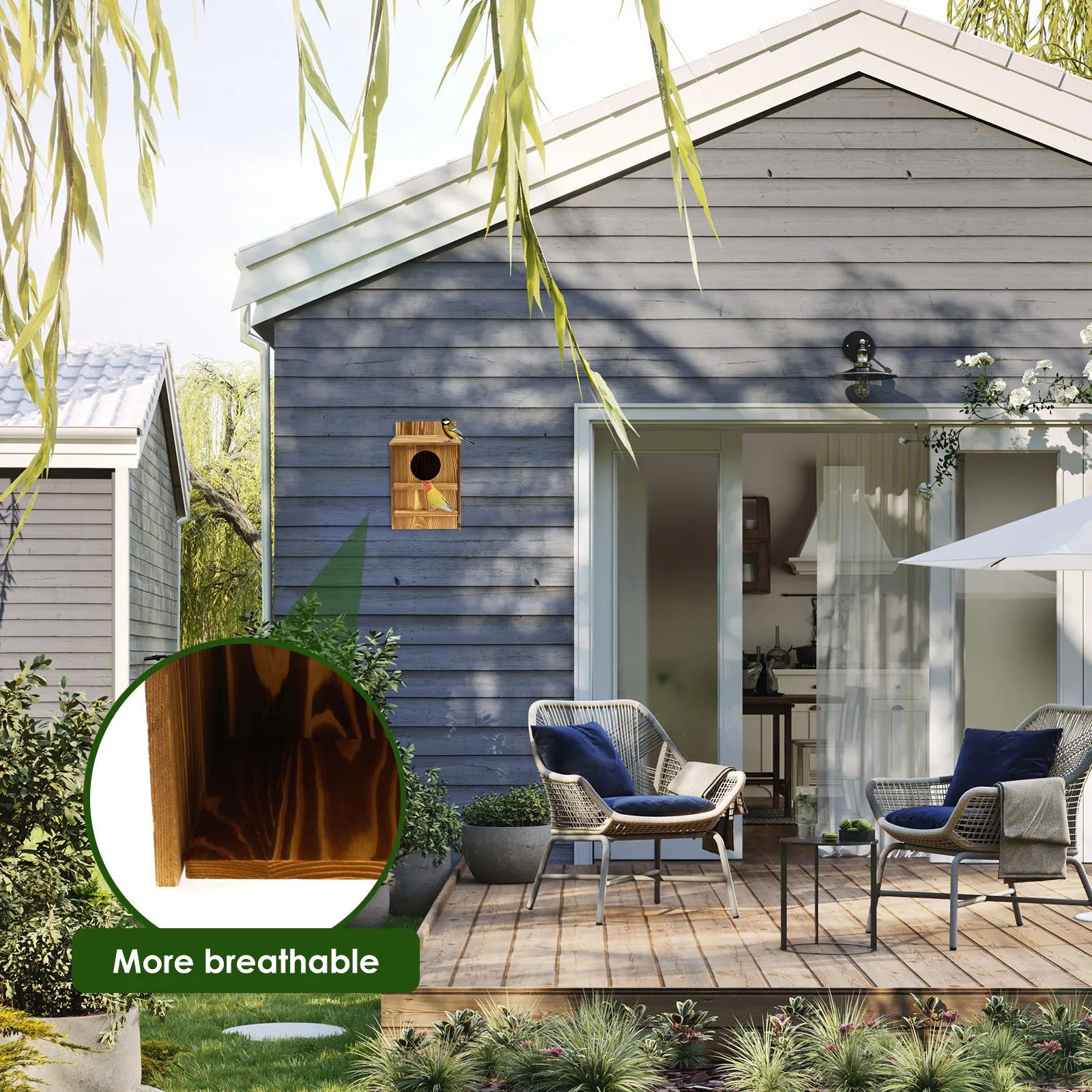 Wood Bird House Circular Opening Owl House Large Size Nest Birds Breeding Box Hanging Pet Accessories Home Balcony Decoration