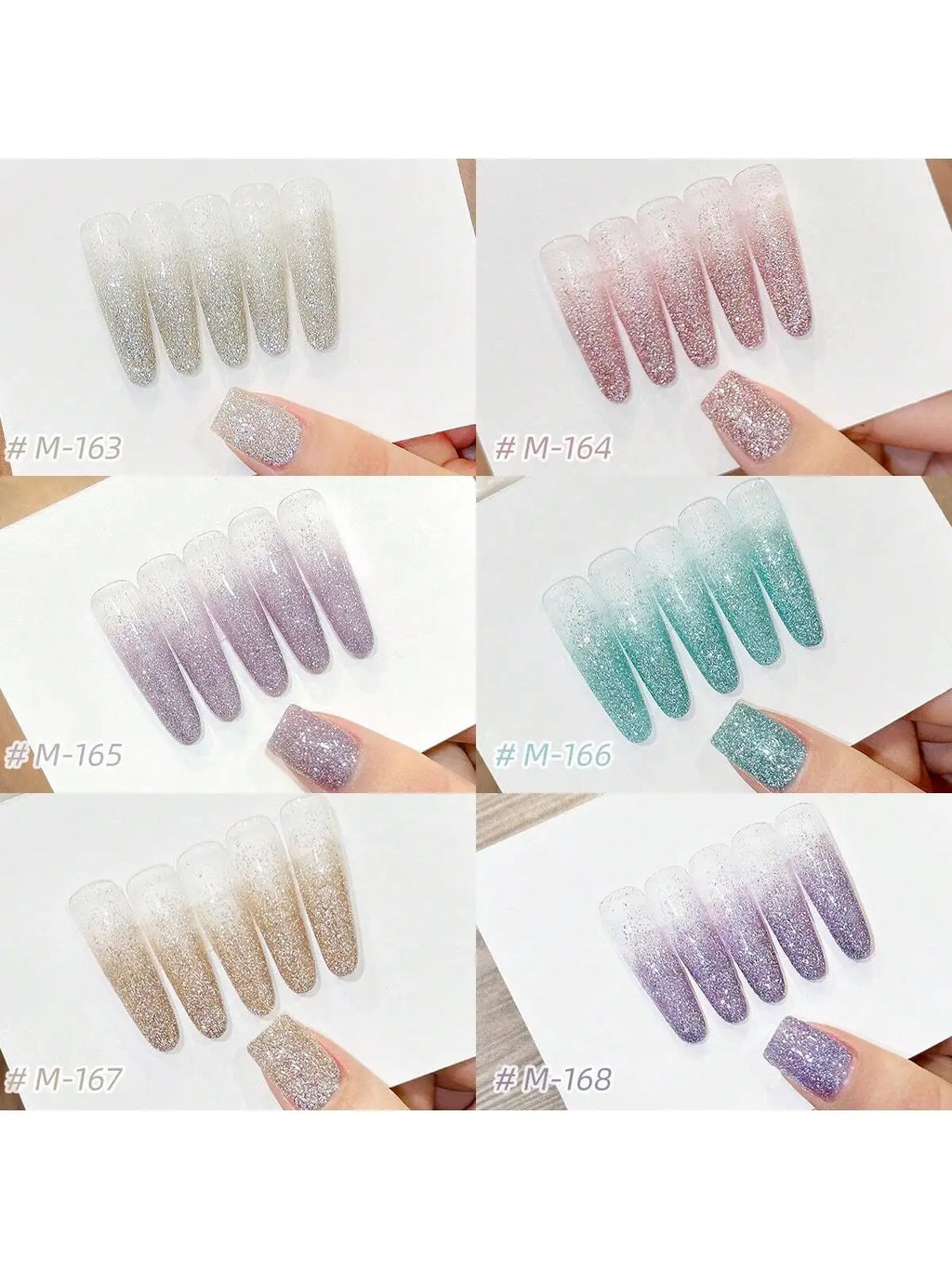 XEJAYI 6pcs 15ml Water Light Crushed Gel Nail Polish Set,UV LED Soaking Nail Gel, Semi-Permanent, DIY Salon Quality Nail Art