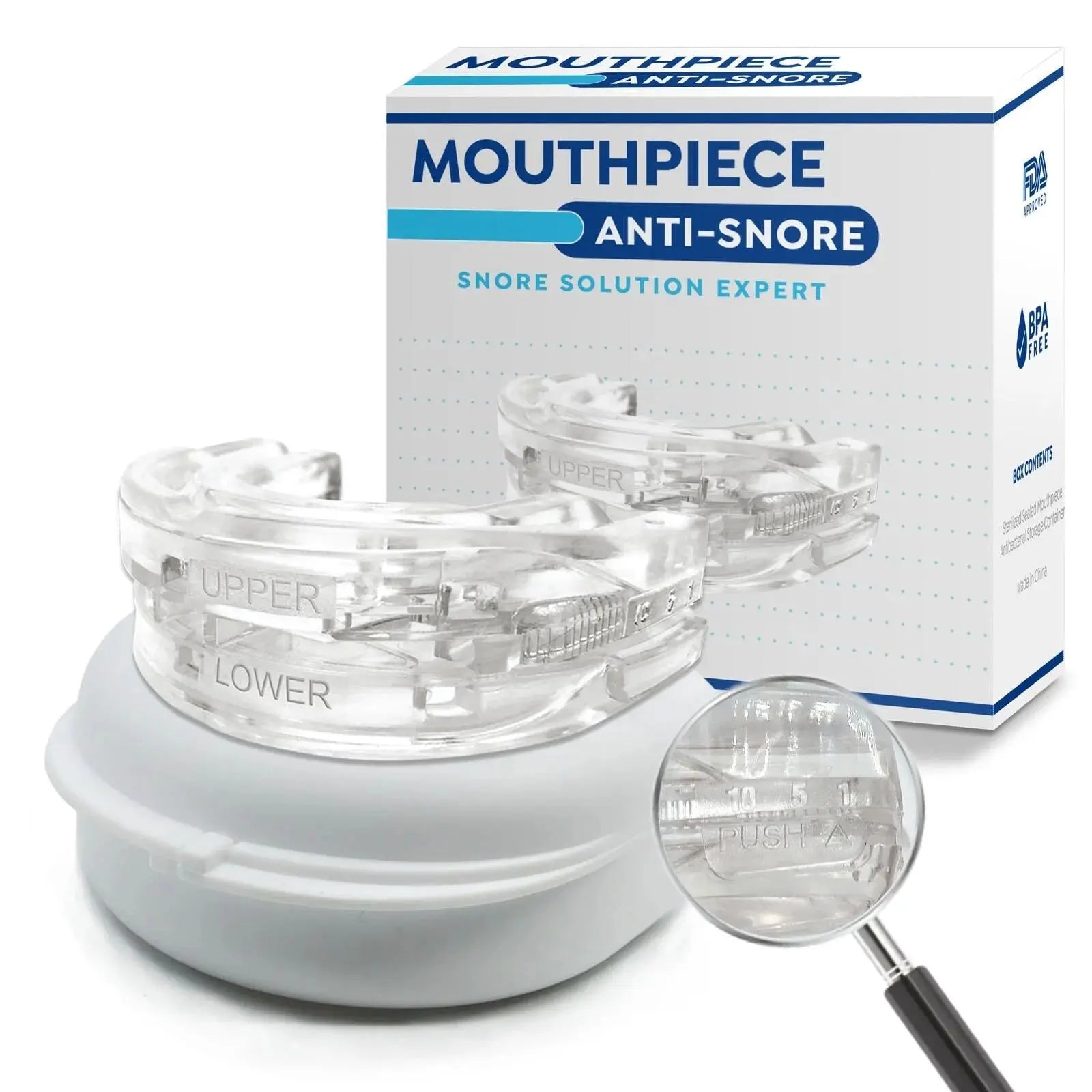 Adjustable Mouthpiece  Anti-Snoring Mouth Guard Night Time Teeth Mouthguard & Sleeping Bite Guard for Bruxism and Stop Snoring