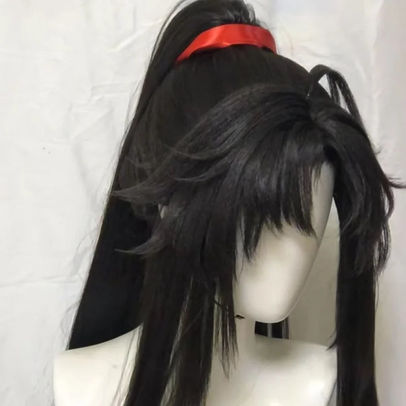 Beautiful Young Man Yiling Ancestor Wei Wuxian Synthetic Wigs Young Wei Wuxian Demon Road Ancient Costume Black Style Wig