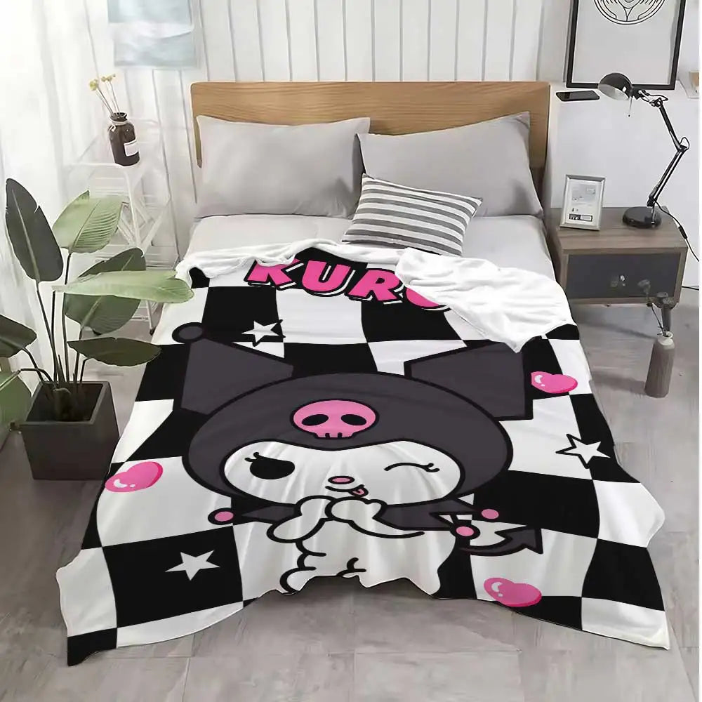 Kawaii Kuromis Flannel Blanket for Sofas Luxury Blankets and Throws Fluffy Plaid Home Interior Sofa Throw Knee Soft Nap Bed & &
