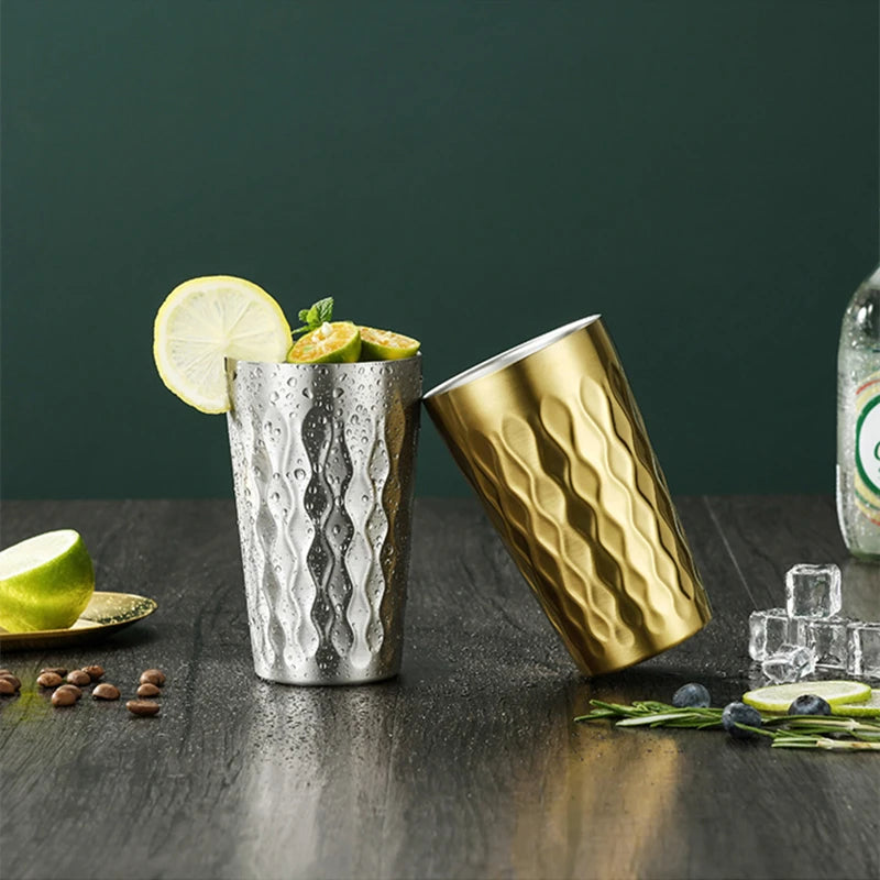 Double Wall Insulated Coffee Cups 304 Stainless Steel Coffee Cup Double Bottom Mug Wine Glasses Beer Tea Cups Cocktail Glass