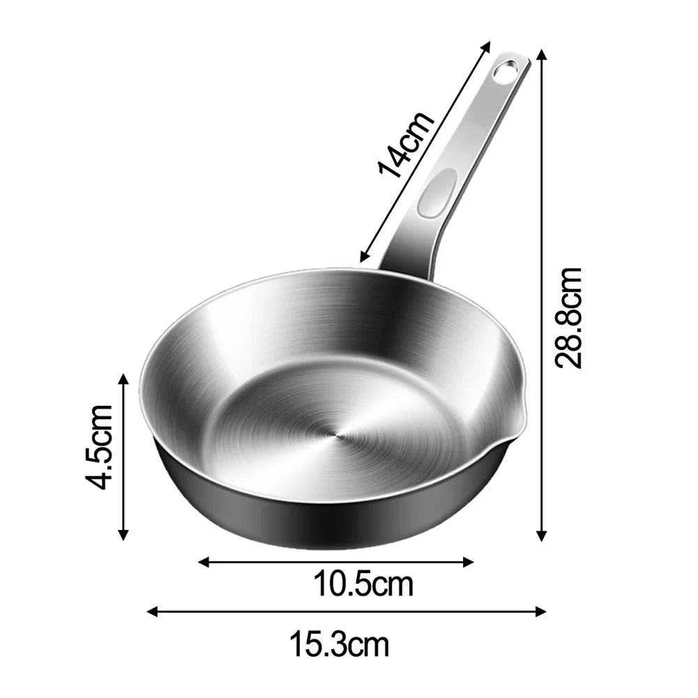 1pcs 316 Stainless Steel Frying Pan Nonstick Wok Uncoated Pot Mini Egg Pan Home Induction Cooker Gas Stove Kitchen Tool