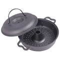 Cast Iron Roasted Sweet Potato Pan with Lid Garlic Roaster for Picnic Camping Patio Backyard Cooking