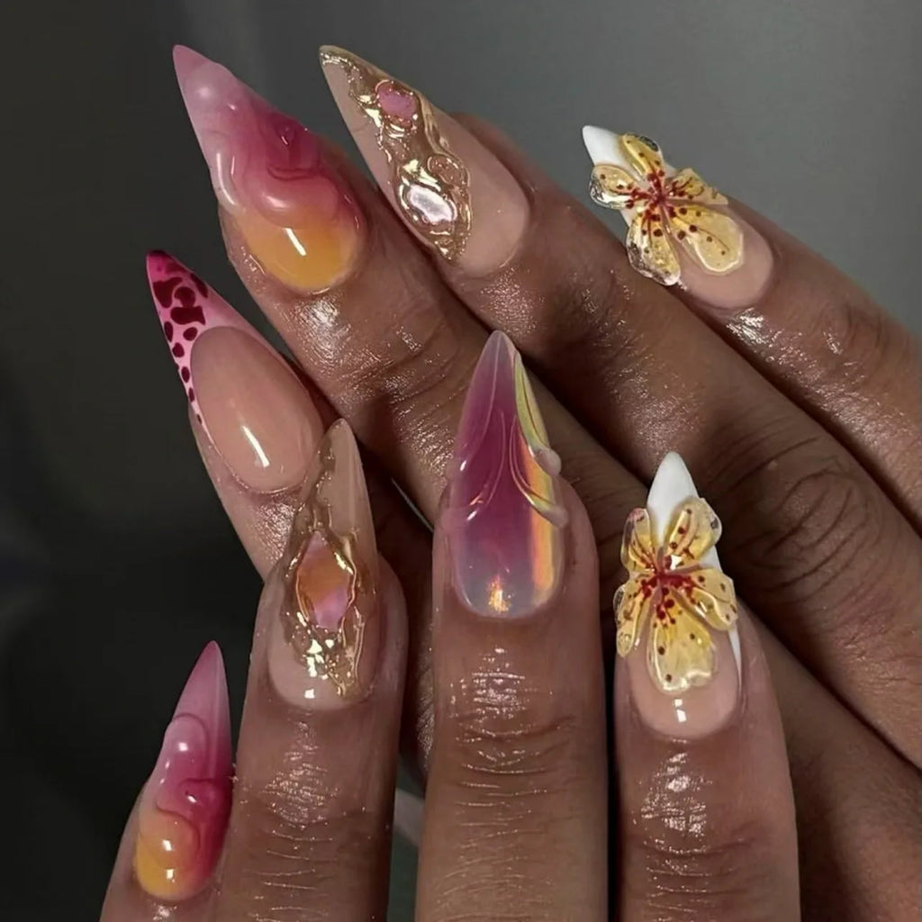 10Pcs Press on Nail False Nail Square Removable Handmade Wearable Nail Art for Women&Girl