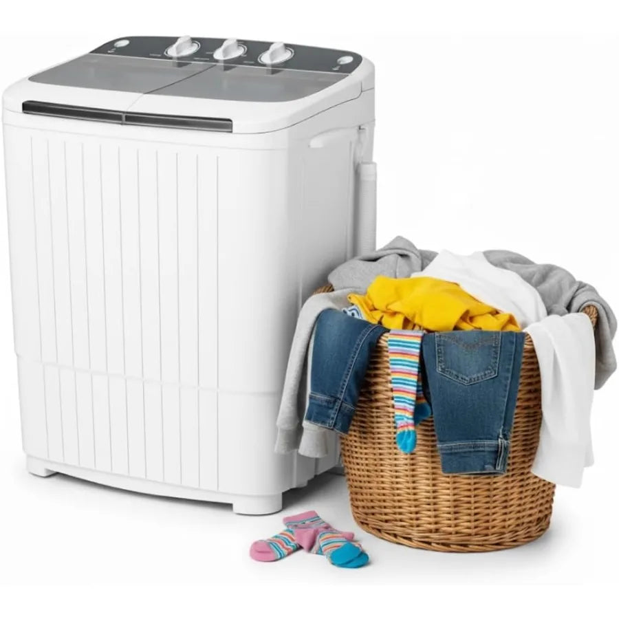 Portable Washing Machine with 18 lbs Capacity for Home and Apartment Use Compact Washer and Dryer Combo with Twin Tub Design an