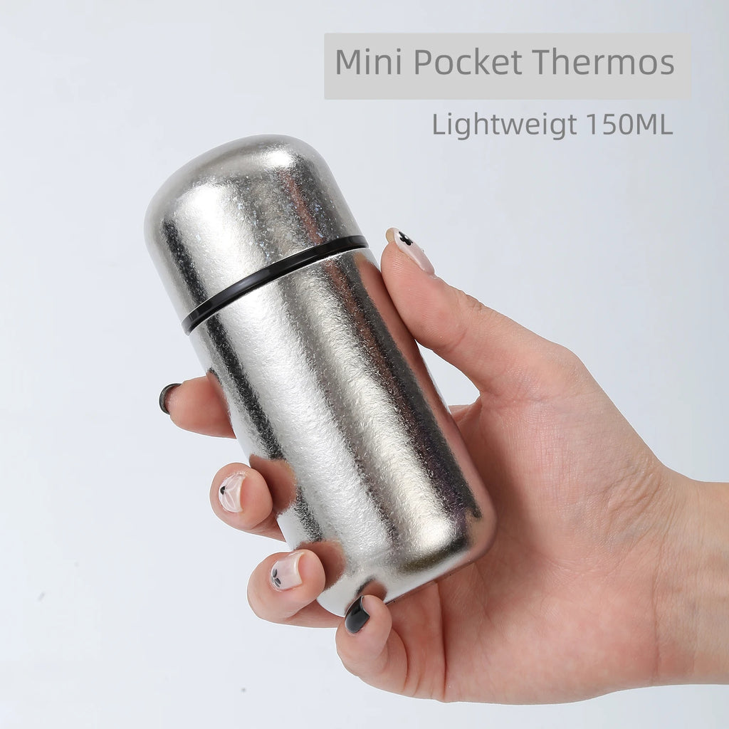 Mini Pocket Titanium Tumbler 150ML Thermos 5OZ Coffee Mugs Cup Vacuum Flask Drinking Water Bottle insulated gourde titane bucket