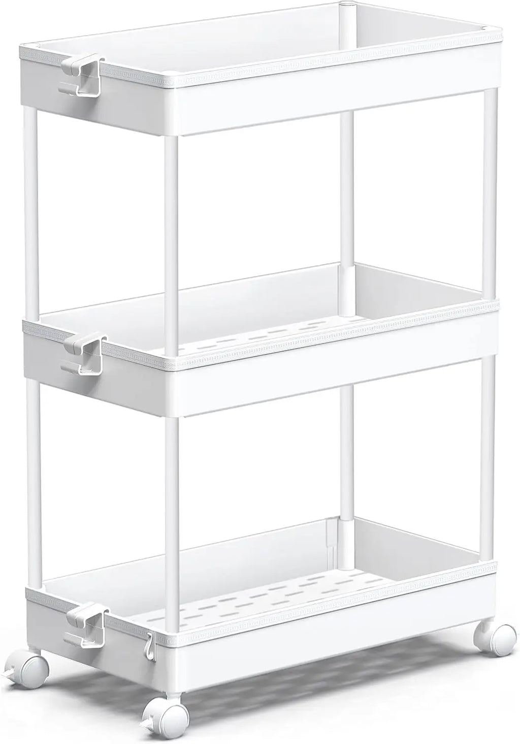Rolling Storage Cart 3 Tier, Bathroom Cart Organizer Mobile Shelving Unit Multi-Functional Shelves for Office, Kitchen, Bathroom