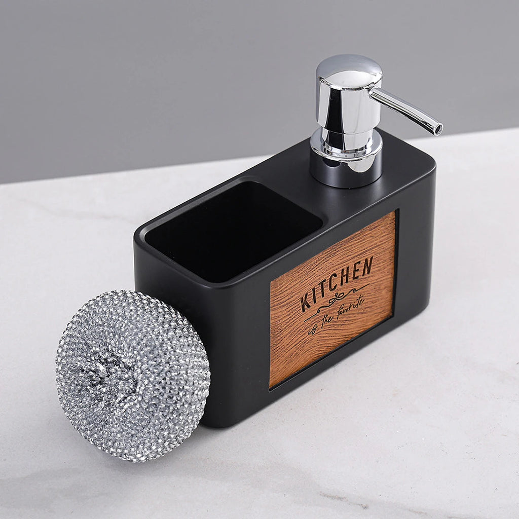 Mercury - free Resin Soap Dispenser with Scouring Pad Kitchen Dishwashing Liquid Press Bathroom Hand Soap Dispenser
