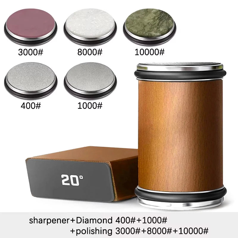 Niiruo Rolling Knife Sharpener Double Sided Diamond Sharpening Stone 15_20° Degree Magnetic Angle Roller Sharpening for Kitchen