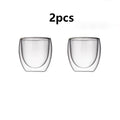 2/4/6pcs Screw Thread Espresso Cups Set Double Wall Glass Coffee Mugs Set 80ml Shot Glass Insulated Teacup Coffee Accessories