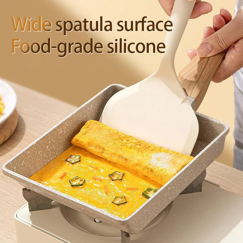 1pc Silicone Spatula Heat Resistant Spatula Household Food Grade Non-stick Kitchen Tool for Cooking Egg Fish Pancake CFQJ001