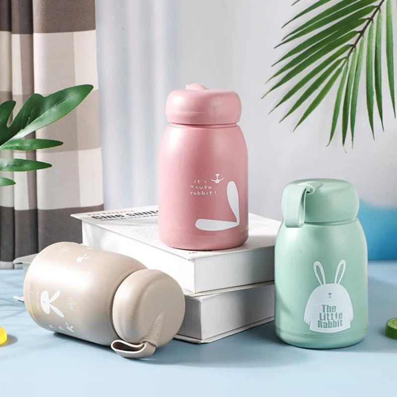 1 Pc 320ml Mini Portable Thermal Cup - Cute Leakproof Glass Vacuum Insulated Flask, Water Bottle for Girls & Kids Daily Drink