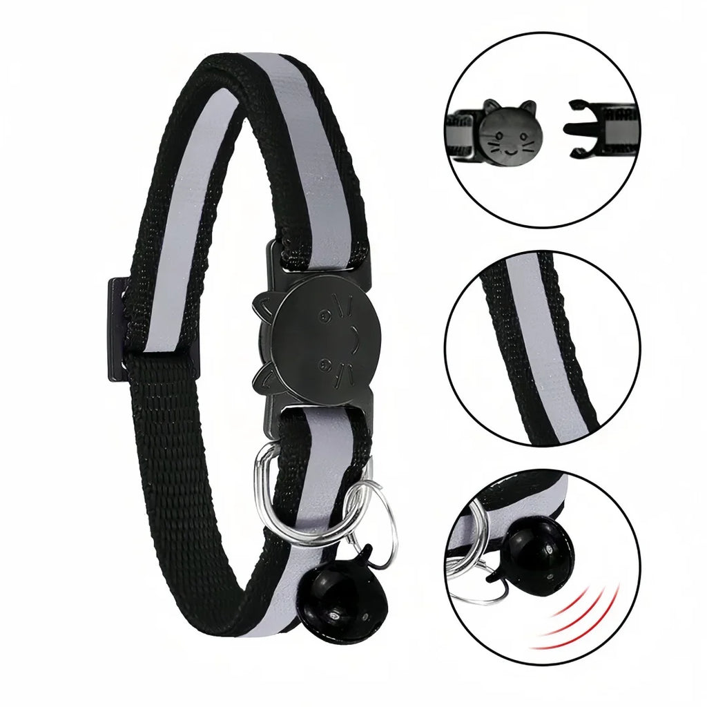 13 Colors Custom Engraved Reflective Cat Collar with Safety Buckle & Bell, Adjustable Personalized Pet Collar for Small Cats