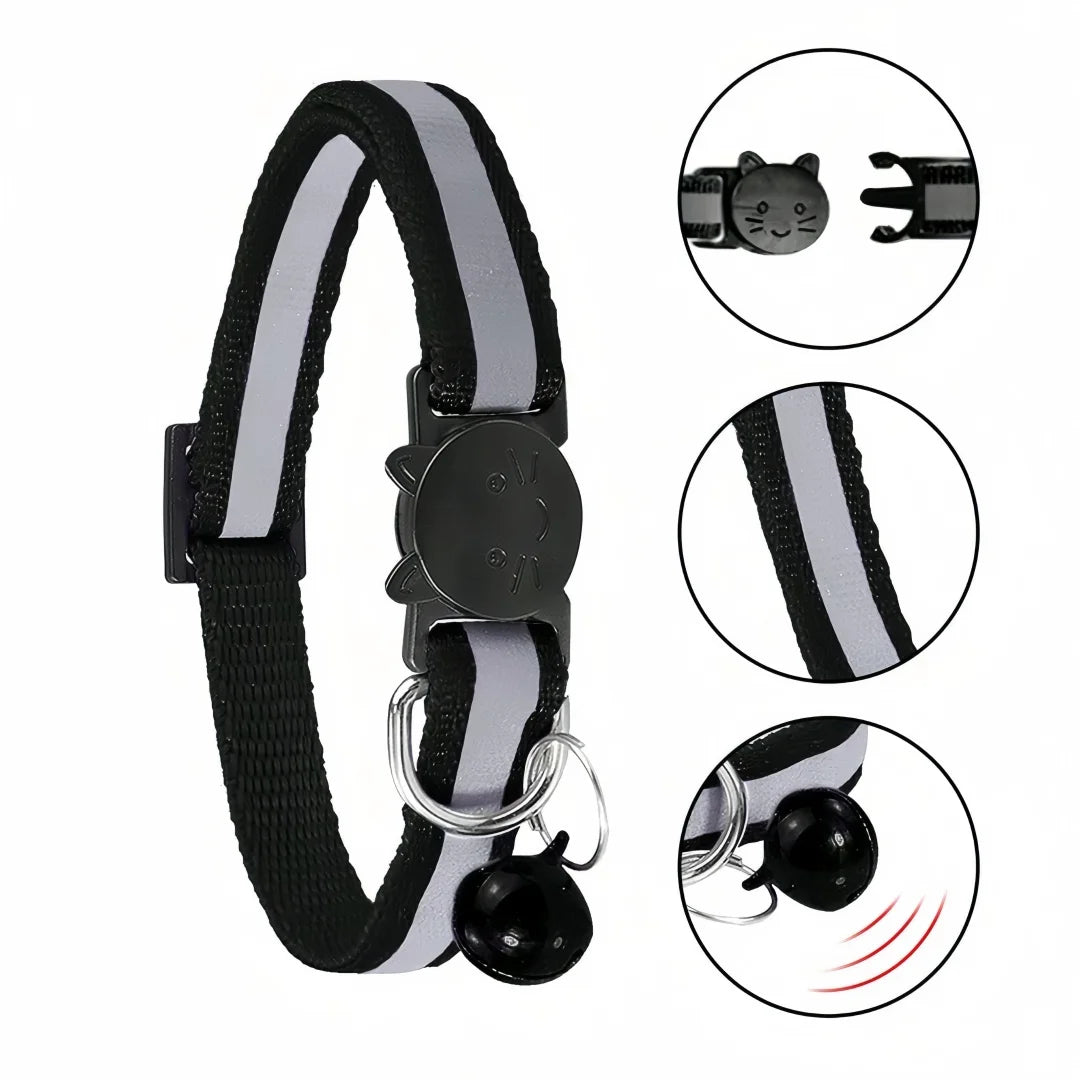 13 Colors Custom Engraved Reflective Cat Collar with Safety Buckle & Bell, Adjustable Personalized Pet Collar for Small Cats