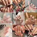 10Pcs Pink French Style Fake Nails 3D Bowknot Designs Short Square Press on Nails Sweet Korean Fashion False Nail for Women Girl