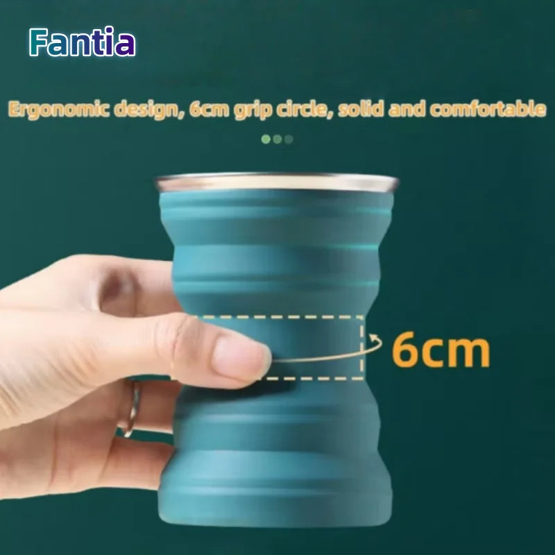 Portable Silicone Foldable Cup With Lanyard Heat Resistant Collapsible Cups Lid Folding Storage Travel Mug For Hot Water