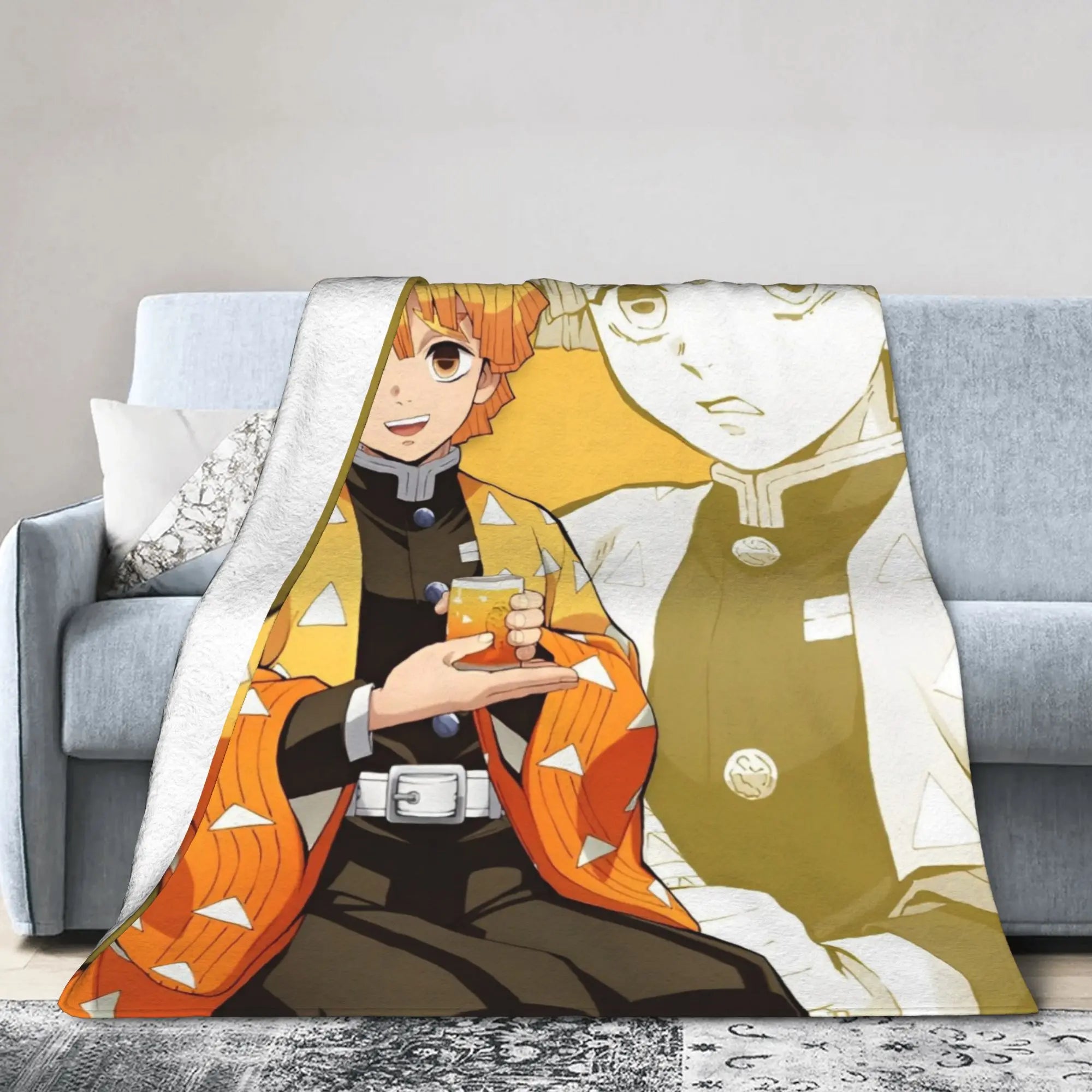 Inosuke Kimetsu No Yaiba Flannel Blankets  Creative Throw Blanket for Home Hotel Sofa  125*100cm Bedspread