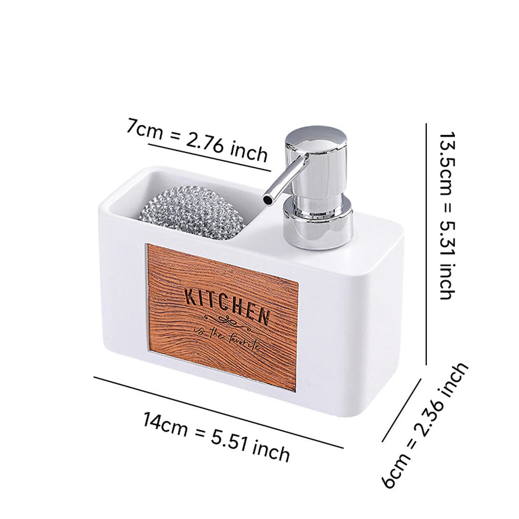 Mercury - free Resin Soap Dispenser with Scouring Pad Kitchen Dishwashing Liquid Press Bathroom Hand Soap Dispenser