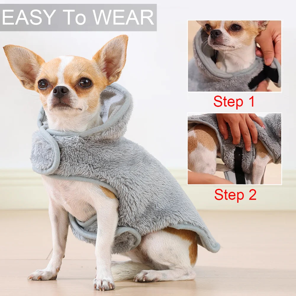 Reversible Dog Vest For Winter Warm Fleece Pet Coat For Small Large Dogs Cats Soft Puppy Jacket With Leash Hole Chihuahua Jacket
