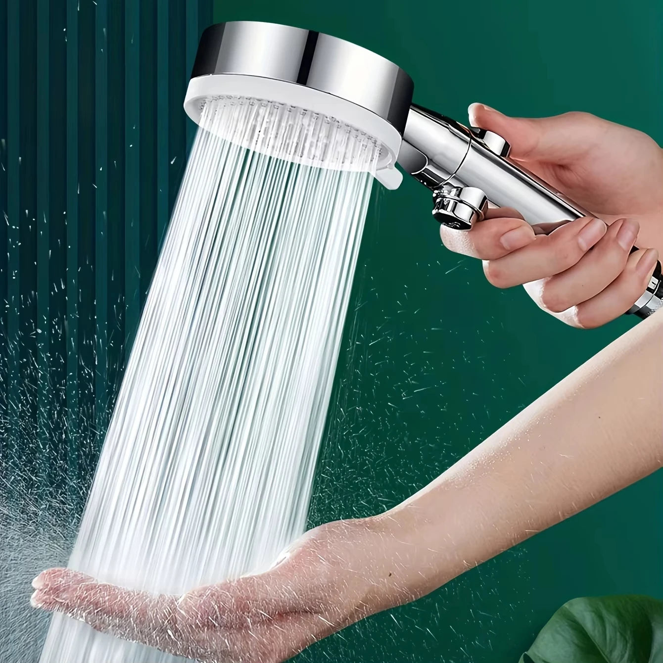 3pcs Silver Bathroom Shower Head 5 Gear Adjustable High Pressure Water Saving Shower Stop Switch With Hose And Holder Bathroom