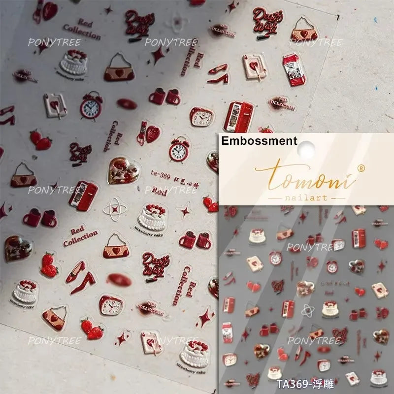 Silver Lava Annual Ring Cherry Clock Watch Starburst Love Heart Rate Chart Moon Star Line  Bowknot Line Nail Art Stickers Decals