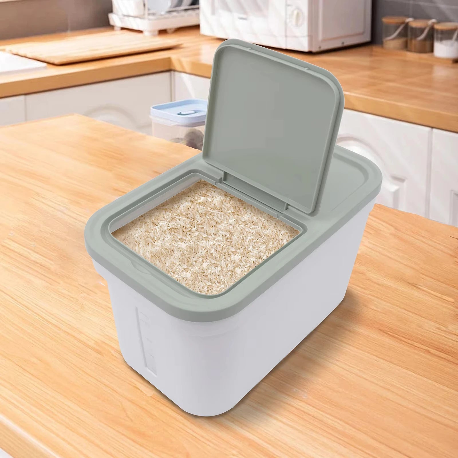 10kg Food Storage Container Airtight Moisture Proof with Visual Window & Removable Bug Box for Rice Flour Corn Pet Food Kitc