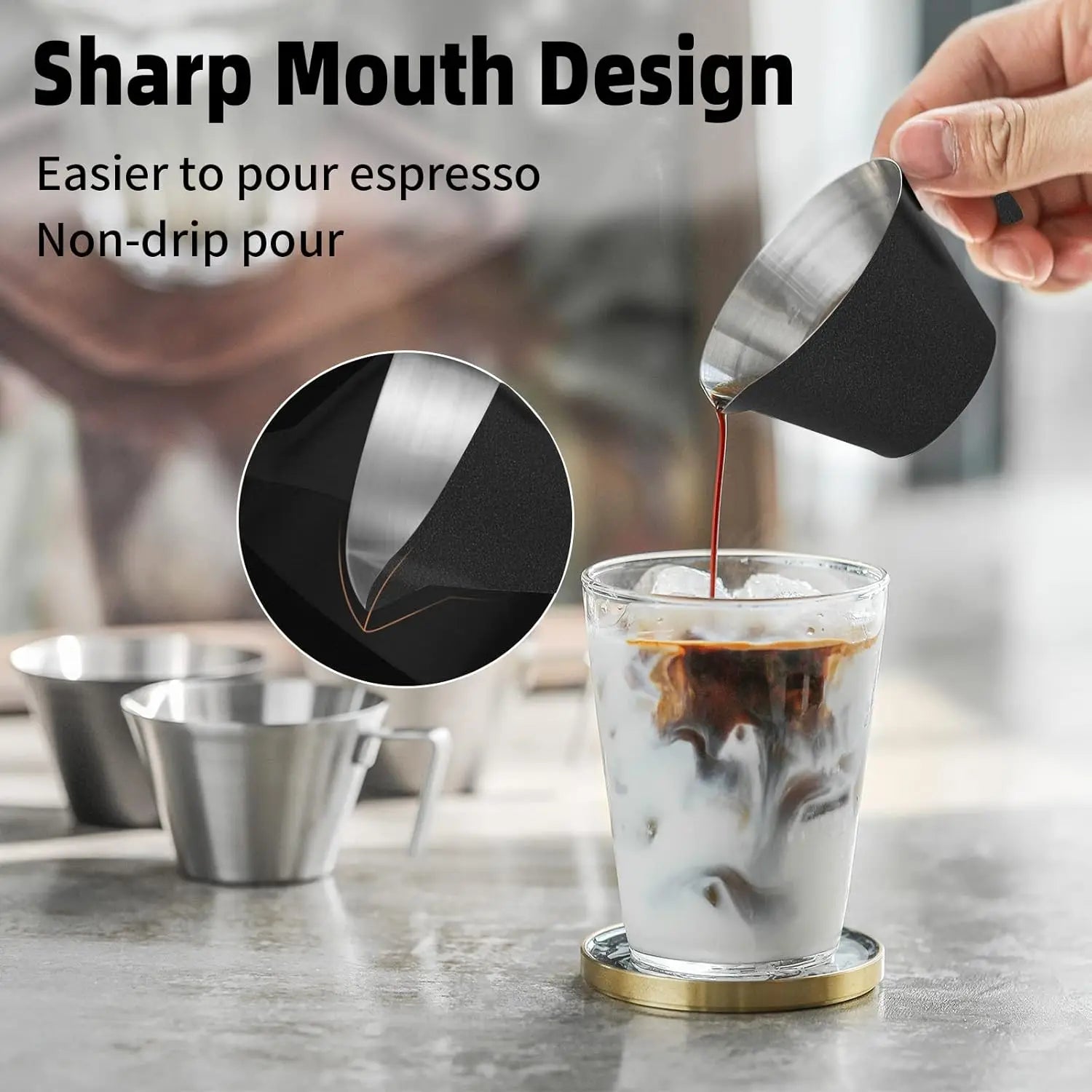 Espresso Measuring Cup Sauce Cup Espresso Shot Cup 2oz Stainless Steel Pouring Cup For Tomato Sauc