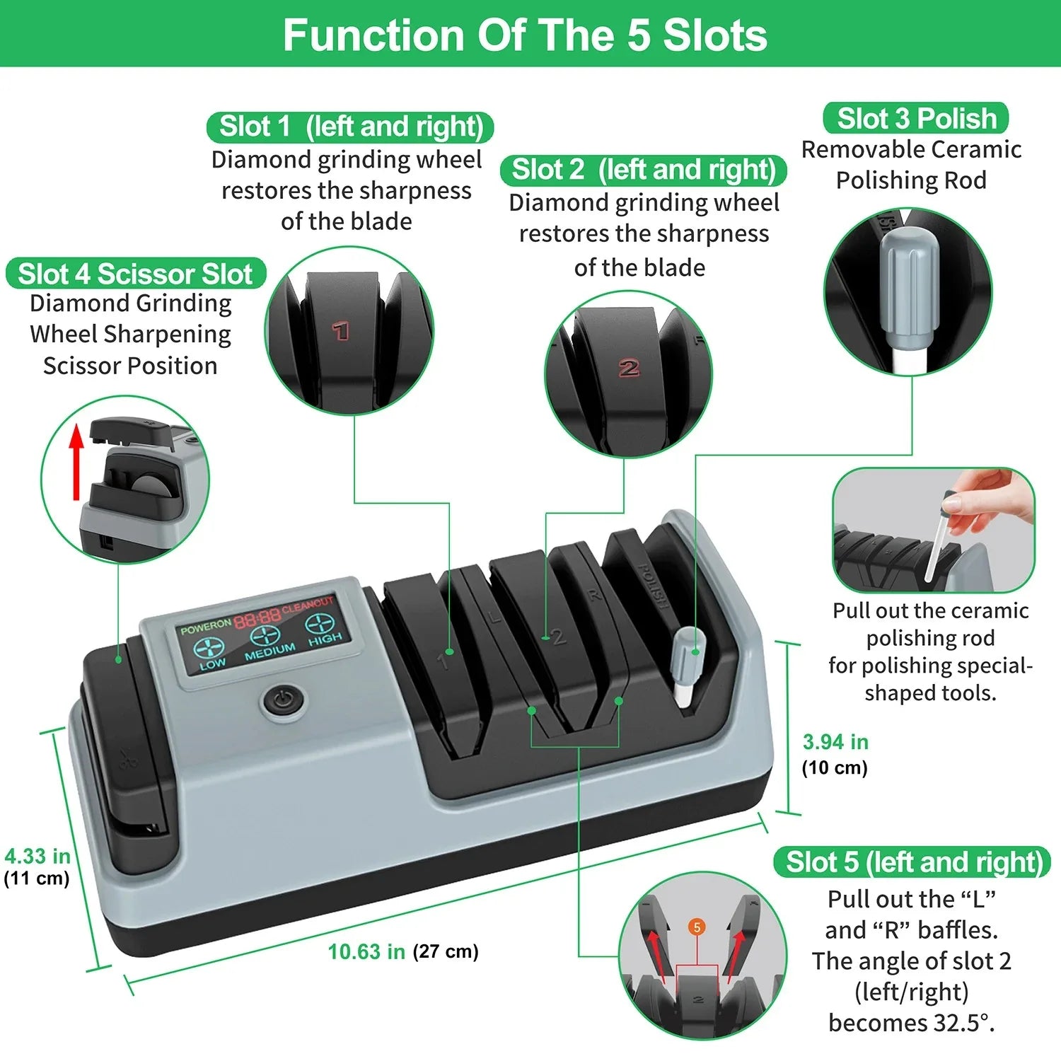 5 in 1 Electric Knife Sharpener-3 Rotational Speed Adjustable Electric Knife Sharpeners for Kitchen Knives With Digital Display