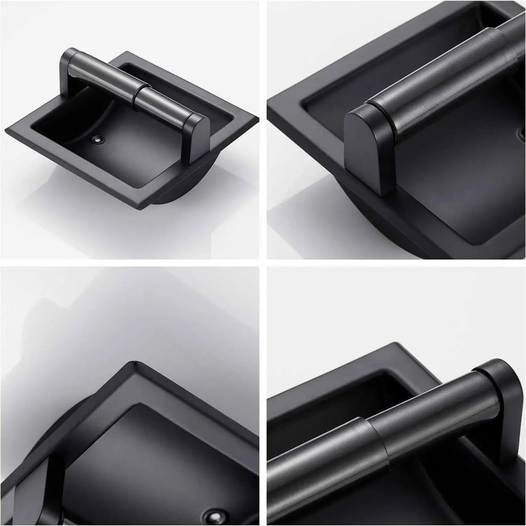 Recessed Toilet Paper Holder Stainless Steel Square Wall Mounted Toilet Tissue Roll Holder Toilet Paper Holder Insert