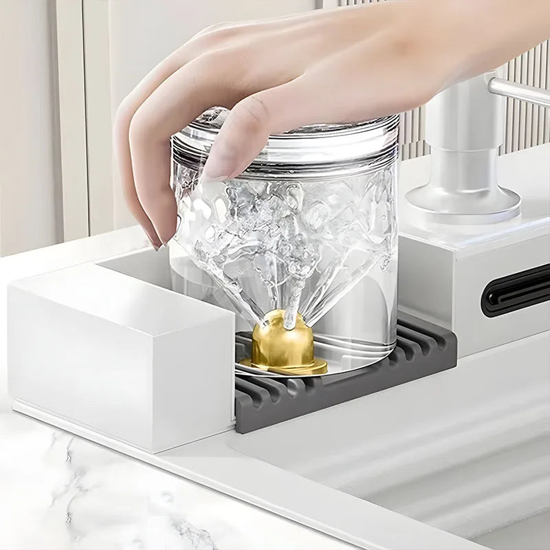 Piano keys Cream White Multifunctional Kitchen Sink Double-track Free combination Cutting board Drain basket Basin in basin