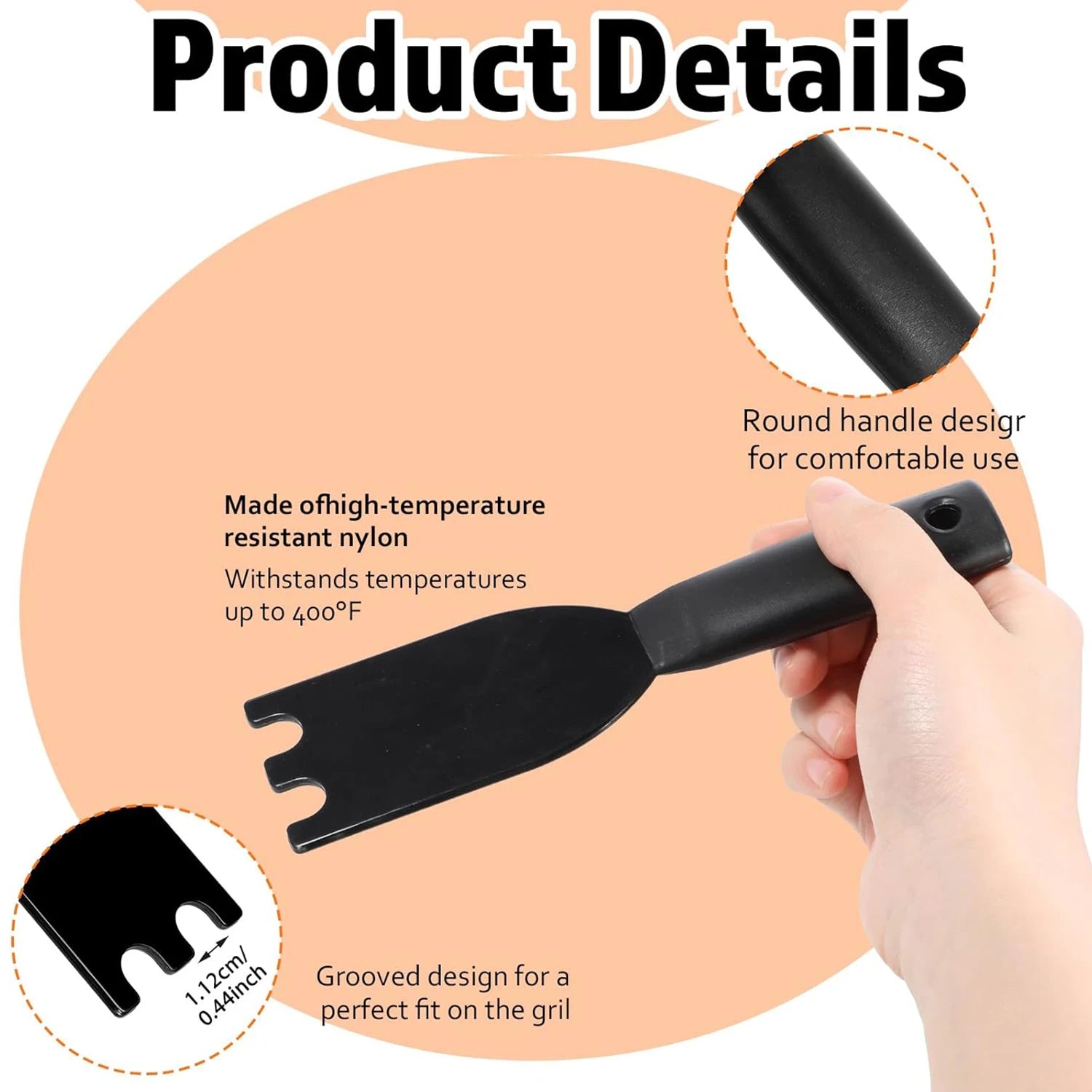 1/2Pcs Grill Scraper for George Foreman Indoor Grills & Most Other Indoor Grills with Grooves, Heat-Resistant Grill Spatula