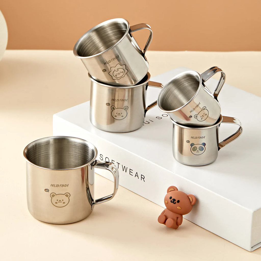 Mini 304 Stainless Steel Water Cup For Kids Durable Anti Scald Children Drinking Cup With Handle Milk Coffee Mug Drinkware N