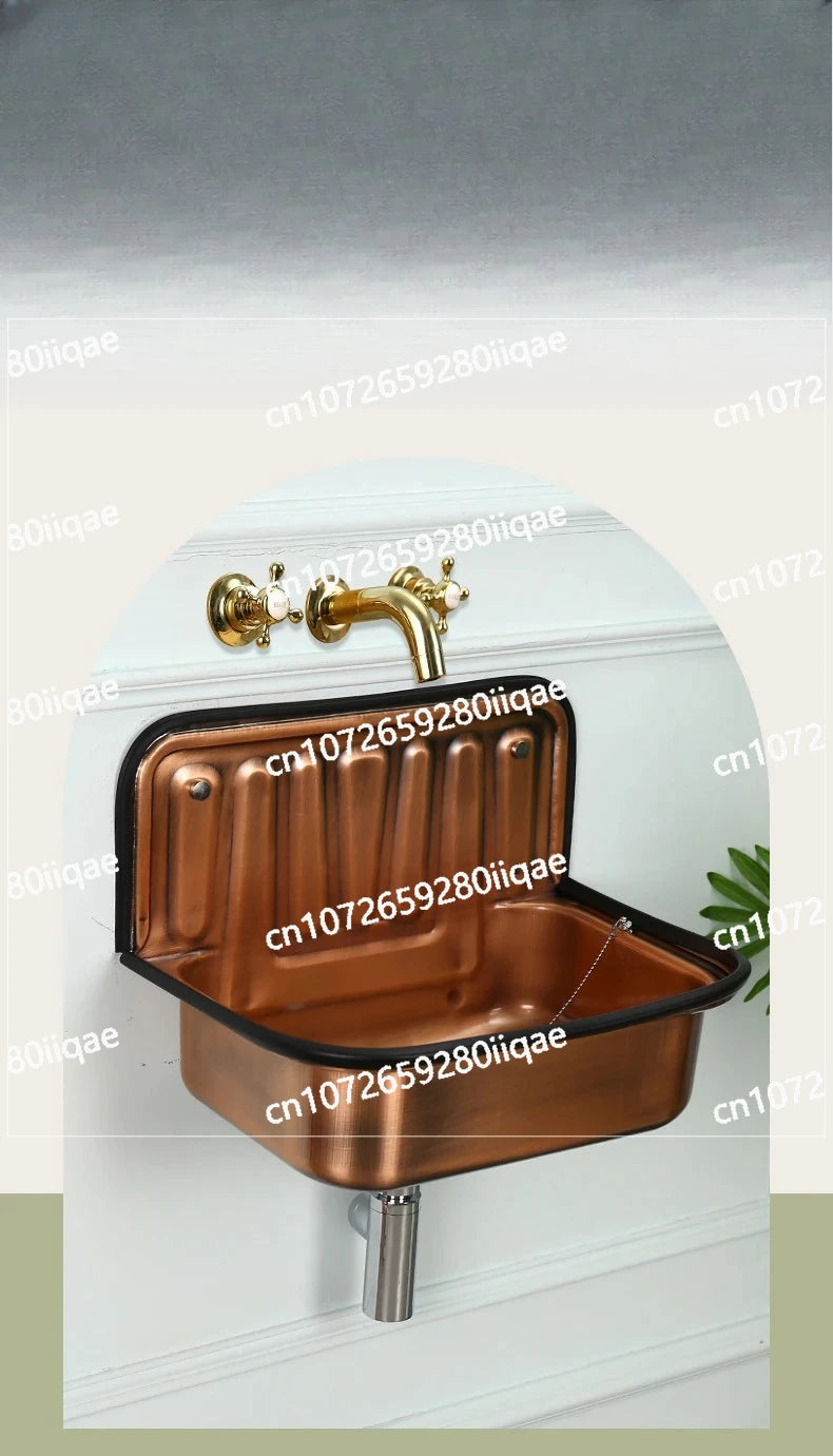 Wash Kitchen Balcony European Wash Basin Retro Bronze Plating Nostalgia Hanging Basin Bathroom Sink Model Room
