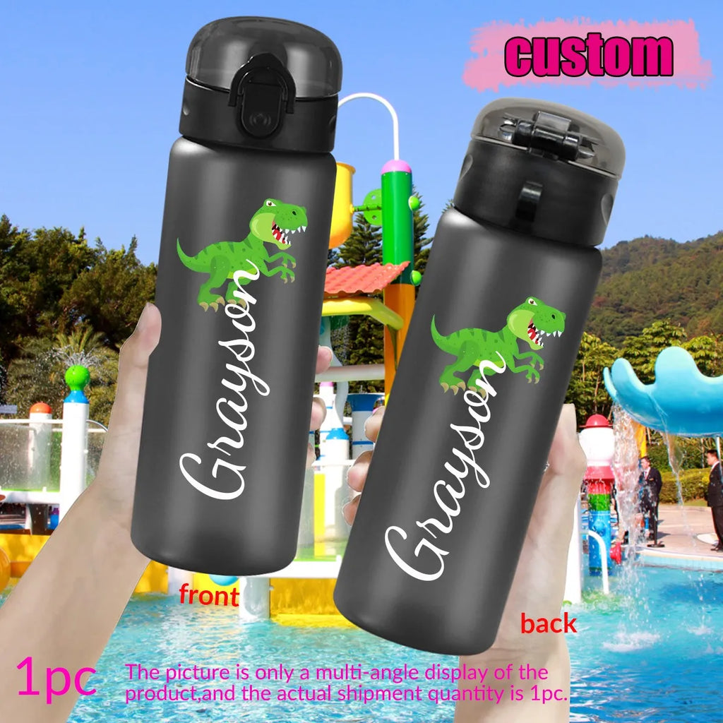 1pc Customized Cartoon Sports Water Bottle, 26oz Outdoor Travel Leakproof Plastic Water Bottle with Rope Back-to-School Gifts